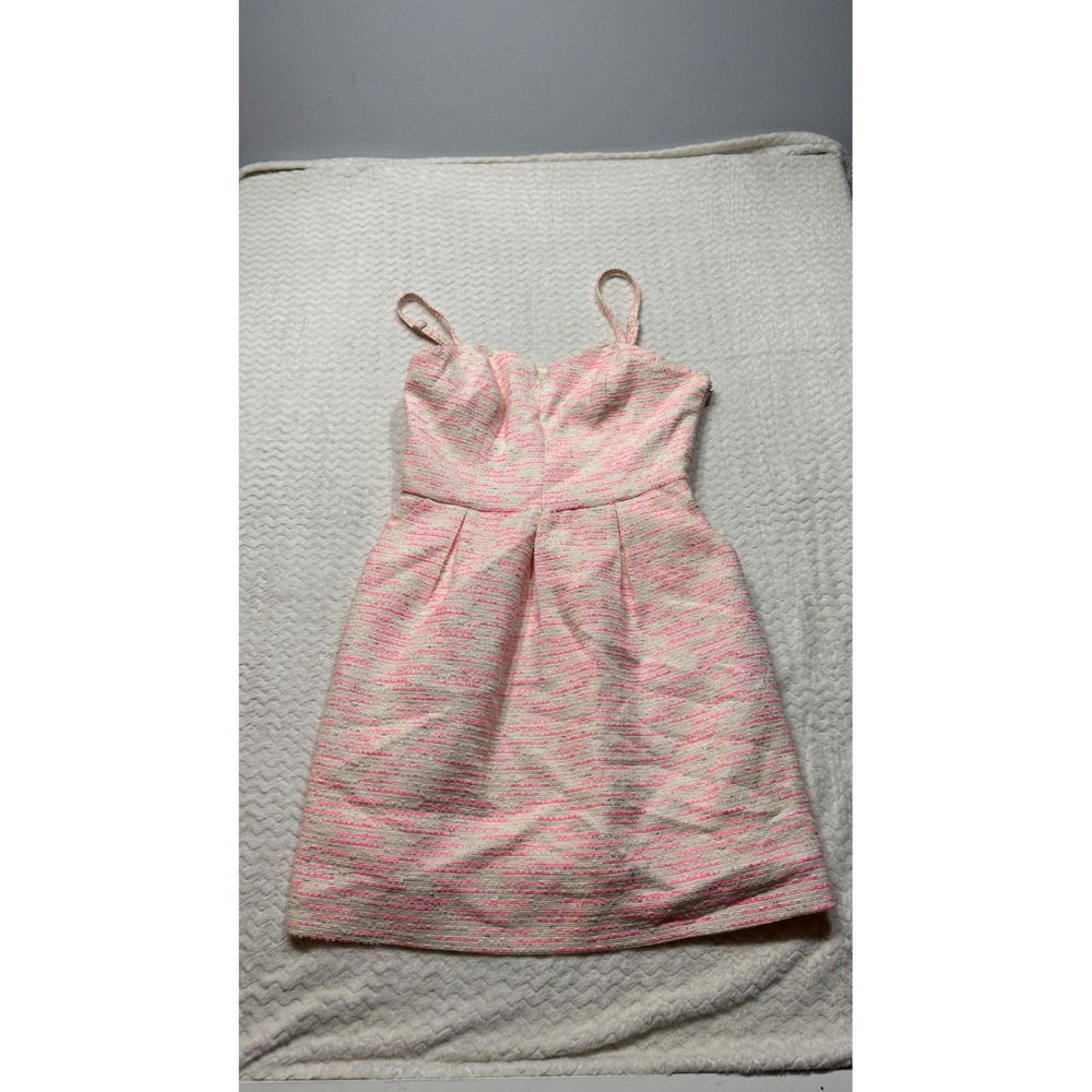 Moulinette Soeurs Anthropologie Pink Metallic Tweed Fit Flare Dress Pockets 6